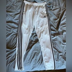 Adidas White Sweatpants with Iconic Black Stripes
